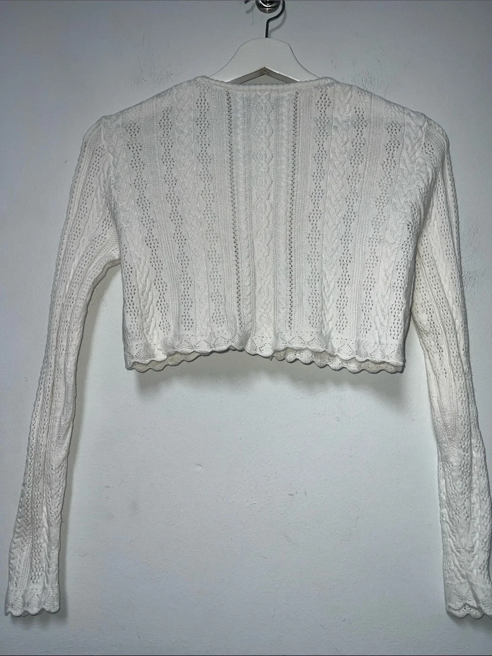 Polo Ralph Lauren pointelle white Cable-Knit Cropped cottonCardigan size L(12-14